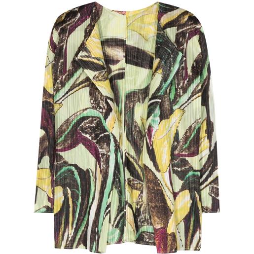 Pleats Please Issey Miyake cardigan aperto tardivo - verde