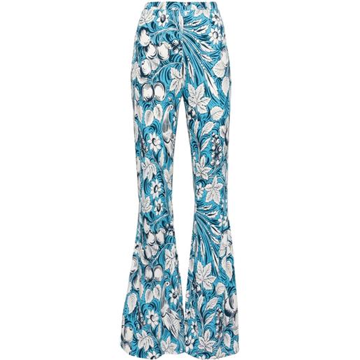 DVF Diane von Furstenberg pantaloni svasati a fiori brooklyn - blu