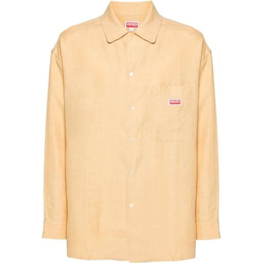 Kenzo camicia oversize con placca logo - toni neutri