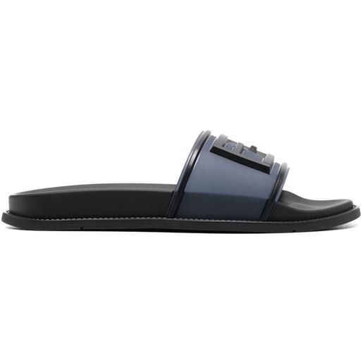 FENDI sandali slides con logo goffrato - blu