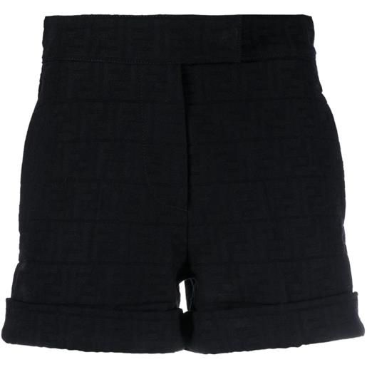 FENDI shorts denim con effetto jacquard - blu