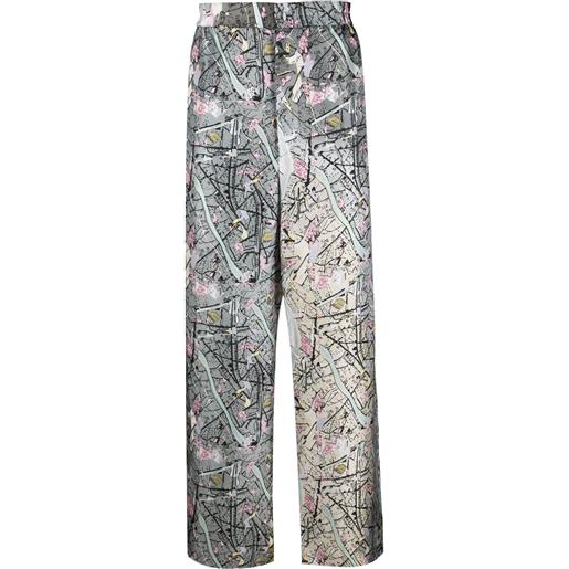 FENDI pantaloni con stampa fendi map - grigio