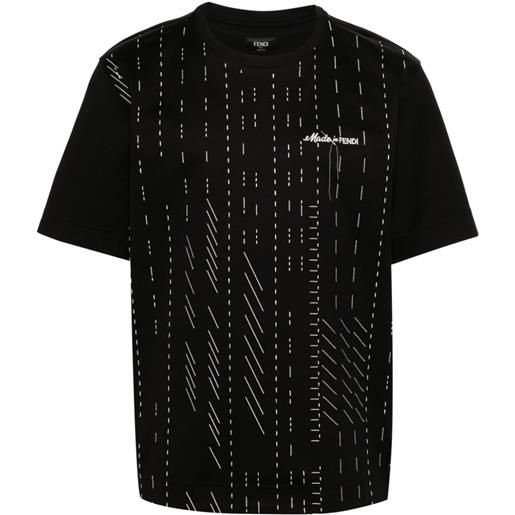 FENDI t-shirt con ricamo - nero