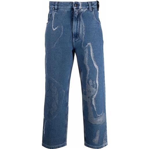 FENDI jeans crop con stampa - blu