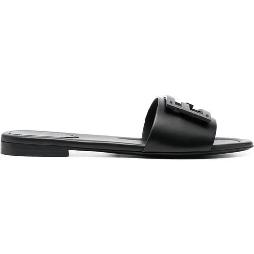 FENDI sandali con placca logo ff - nero