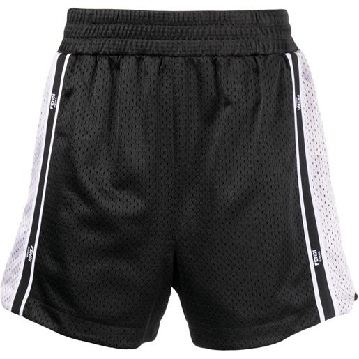 FENDI shorts sportivi con banda logo - nero