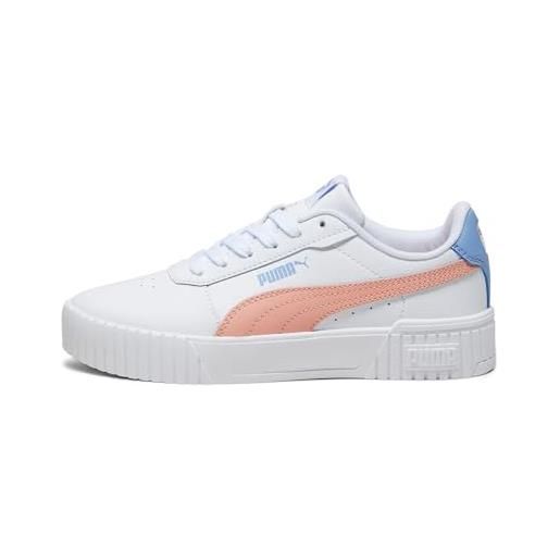 PUMA carina 2.0 jr, sneaker bambine e ragazze, puma white poppy pink blissful blue, 38.5 eu