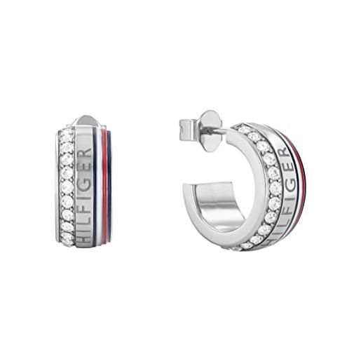 Tommy Hilfiger jewelry orecchini a cerchio da donna in acciaio inossidabile con cristalli - 2780623