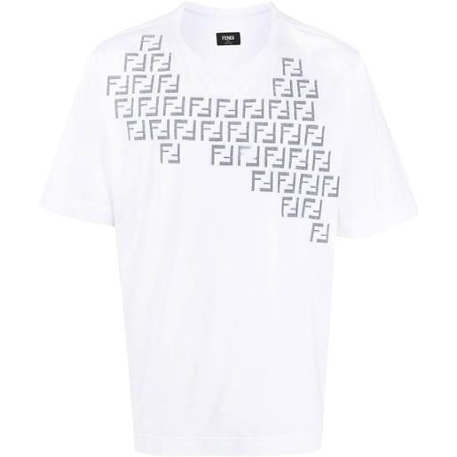 FENDI t-shirt girocollo con logo ff - bianco