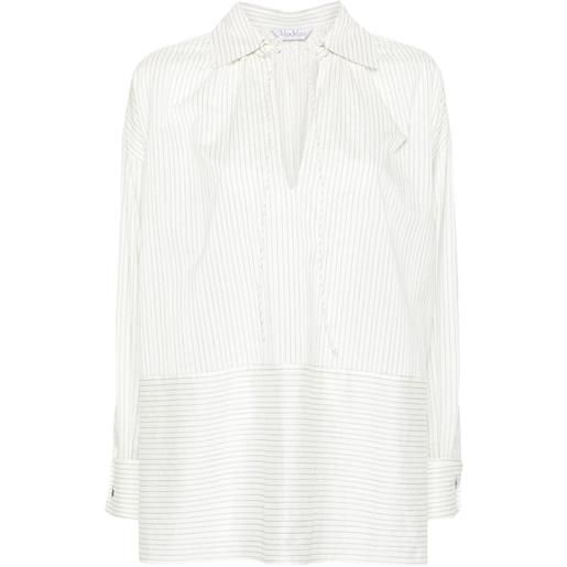 Max Mara camicia gessata con colletto ampio - bianco