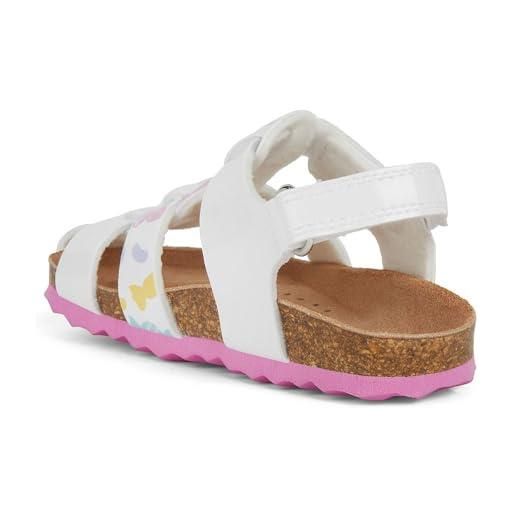 Geox b sandal chalki girl, bimba 0-24, bianco/multicolore, 22 eu