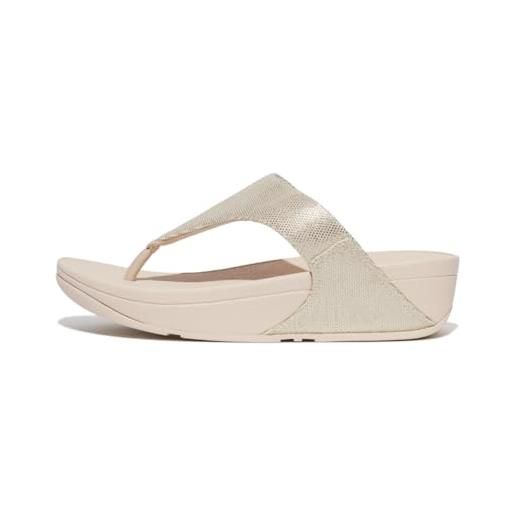 Fitflop lulu glitz-canvas toe-post sandals, sandali donna, platino, 45 eu