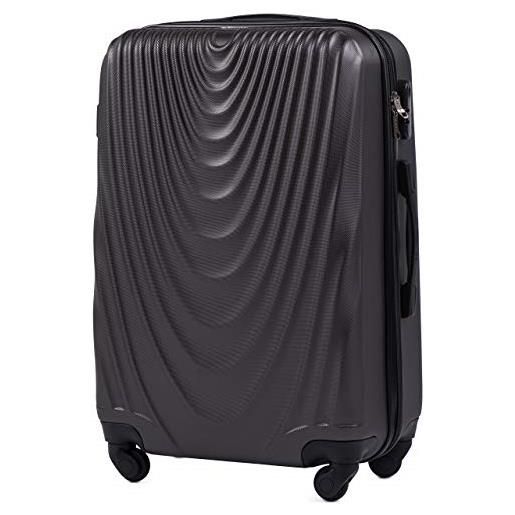 W WINGS wings valigetta da viaggio - valigetta leggera con ruote e manico telescopico, grigio scuro, m, valigia