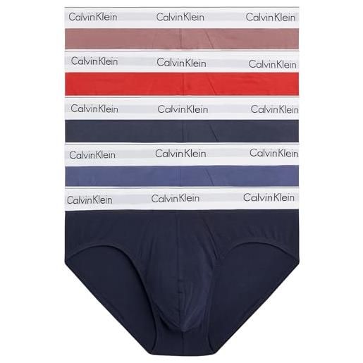 Calvin Klein slip hipster confezione da 5 uomo cotone elasticizzato, multicolore (bl ind shrl pom rd cap rs spksy), s
