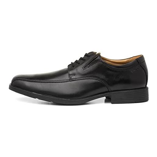 Clarks tilden walk, scarpe stringate uomo, black leather, 45 eu