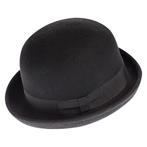 CXQRR cappello nero a bombetta derby corto arrotolato cappello fedora per uomo e donna (s/m), nero, medium