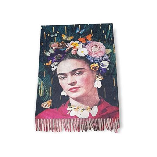 Generic sciarpa viscosa doppia stampa frida regalo donna arte moda stola foulard