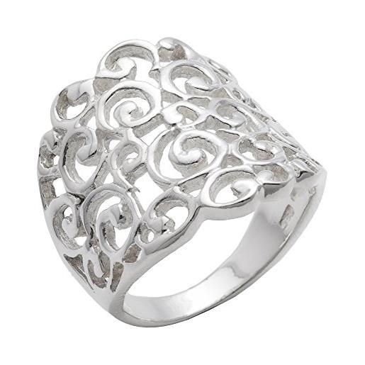 Silverly anello argento. 925 fascia larga filigrana spirale disegno aperto
