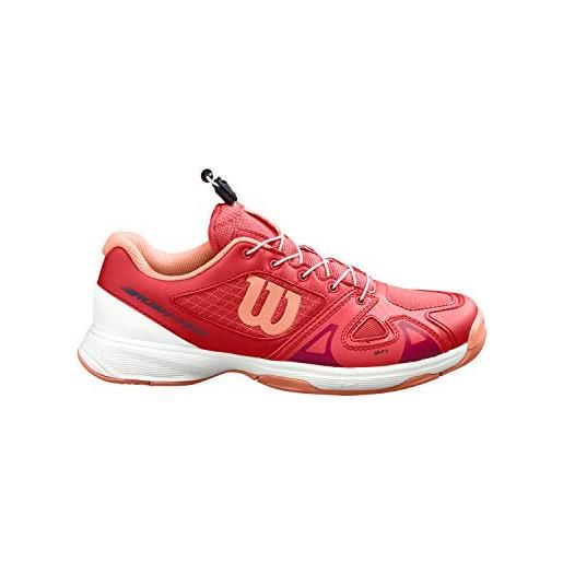 Wilson rush pro jr ql, scarpe da tennis per tutte le superfici, per tutti i tipi di giocatori, rosso/bianco/arancione, 36 1/3 eu