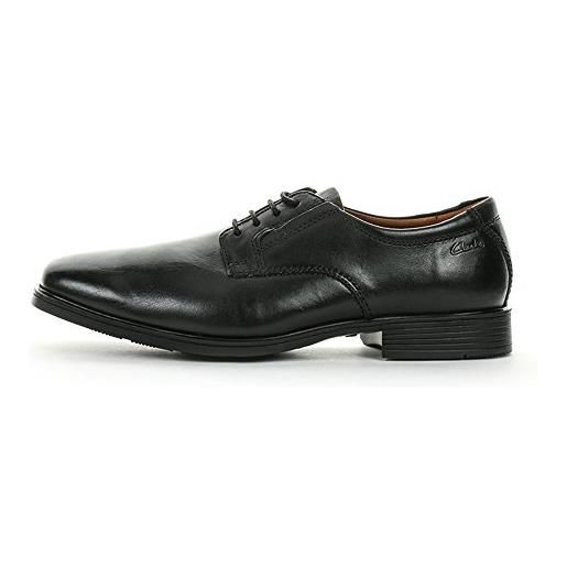 Clarks tilden plain, scarpe con lacci uomo, black leather 981, 43 eu