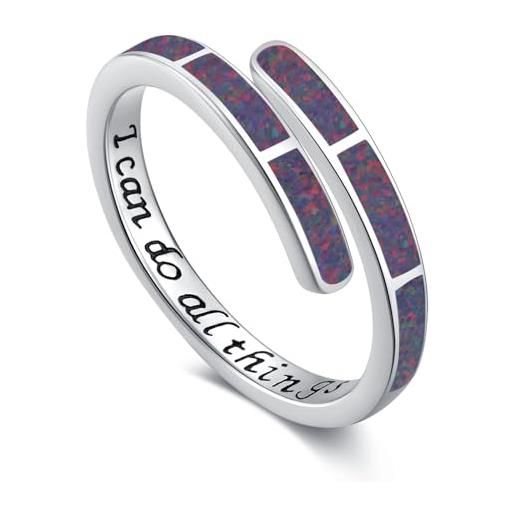 Twoowl anello opale in argento sterling 925 con opale rosso scuro, anello regolabile opale, regalo per donne e ragazze compleanno, argento sterling