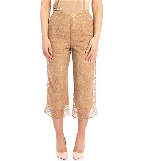 TWINSET ACTITUDE pantalone cropped TWINSET ACTITUDE in pizzo, colore beige