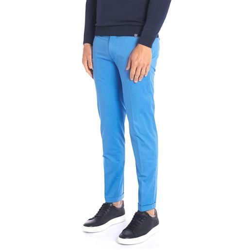 RE-HASH pantalone micro quadro re hash stretch leggero con risvolto mucha, colore azzurro