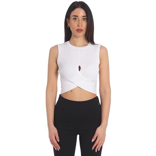 TWINSET ACTITUDE top cropped TWINSET ACTITUDE a coste incrociato, colore bianco