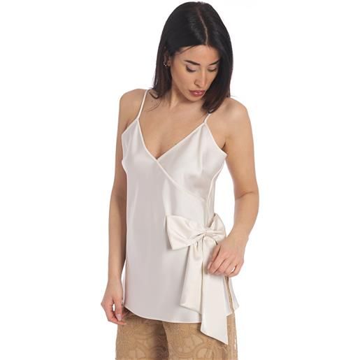 TWINSET ACTITUDE top TWINSET ACTITUDE con fiocco, colore bianco