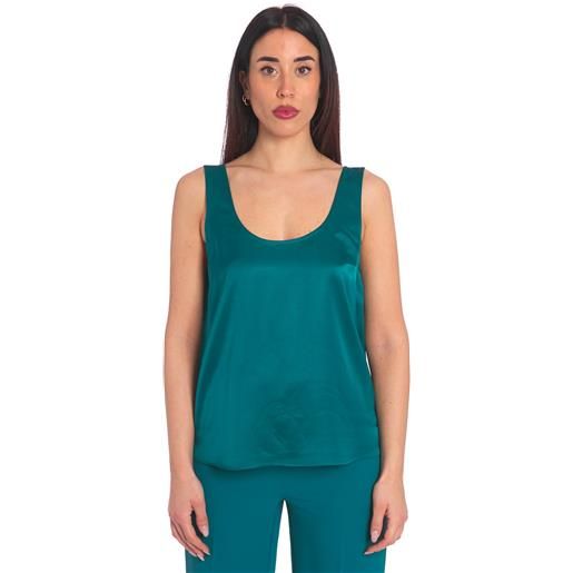 TWINSET top TWINSET in raso verde, colore verde