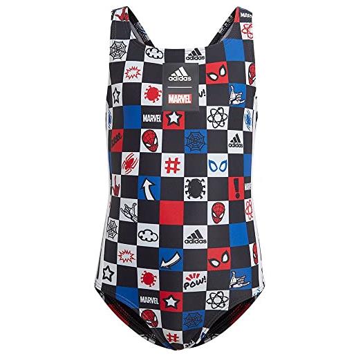 Adidas hr7436 dy sm swimsuit costume da nuoto white/better scarlet/team royal blue/black 1824