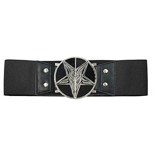 kreepsville 666 baphomet belt vintage ampia vita elasticizzata cincher goth occult - nero - sm
