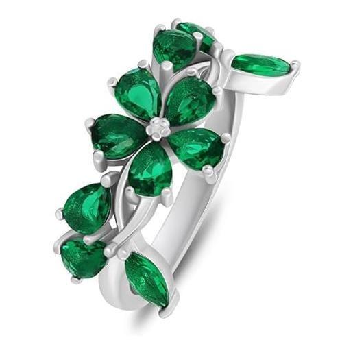Brilio anello striking silver ring with green zircons ri066wg - circuit: 52 mm sbs3150-52 marca, estándar, metallo non prezioso, nessuna pietra preziosa