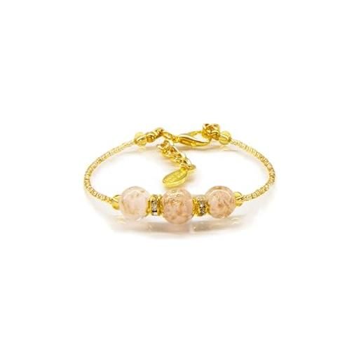 Sospiri Venezia - bracciale da donna con 3 perle di vetro murano, braccialetto originale, gioiello ideale per regalo, made in italy con certificato (rosa)