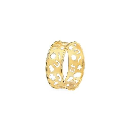 forme di Lucchetta lucchetta - anello oro 18 carati 750 con fascia simboli portafortuna con effetto diamantato | misure 10-20 | regalo delicato per lei, anelli d'oro per donna, gioiello made in italy