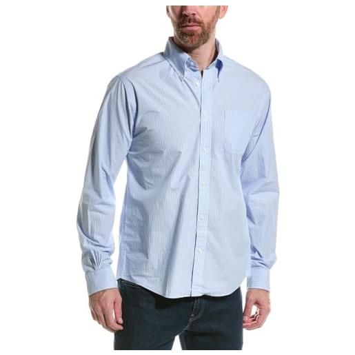 Brooks Brothers friday camicia sportiva a righe manica lunga in popeline button-down, azzurro, l uomo