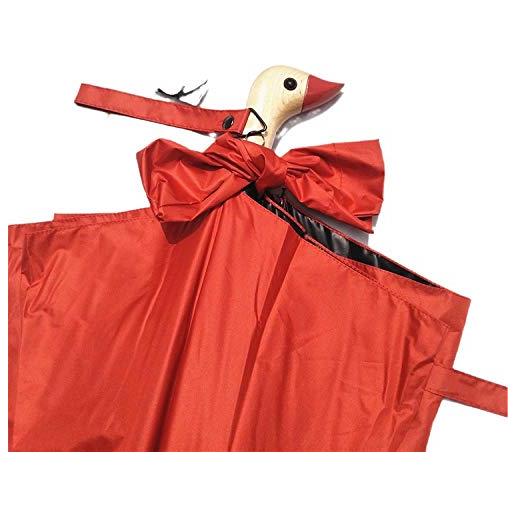 ZMN ombrello con manico a testa d'anatra ombrello pieghevole automatico ombrello pioggia simpatico cartone animato in vinile creativo-rosso