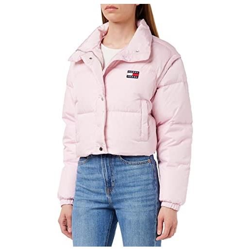 Tommy Jeans tjw badge crop vest down puffer dw0dw14301 giacche imbottite, rosa (french orchid), s donna