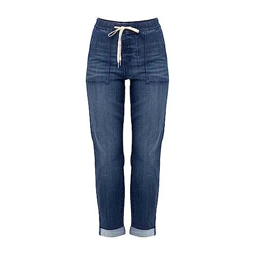 LOIJMK jeans da donna con coulisse, vestibilità normale, pantaloni in denim, per il tempo libero, moderni, pantaloni sportivi da donna, dritti con tasche, casual, jeans da donna, pantaloni dritti, 