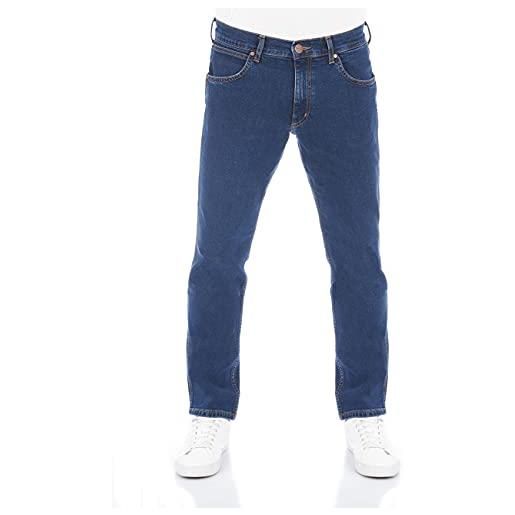 Wrangler jeans da uomo regular fit greensboro pantaloni dritti jeans denim stretch cotone blu nero w30 w31 w32 w33 w34 w35 w36 w38 w40 w42 w44, chip blu (wss3lq46a), 40w x 34l