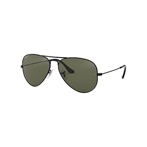 Ray-Ban aviator, occhiali da sole unisex adulto, nero (black 002/58), 62 mm
