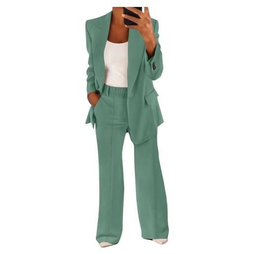 shownicer tailleur donna eleganti pantaloni e giacca da cerimonia completo blazer a maniche lunghe tuta elastici in vita set di abiti in tinta unita due pezzi elegante suit a rosa scuro xl