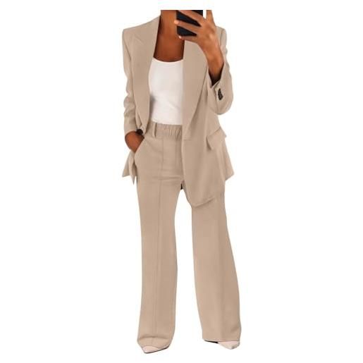 shownicer tailleur donna eleganti pantaloni e giacca da cerimonia completo blazer a maniche lunghe tuta elastici in vita set di abiti in tinta unita due pezzi elegante suit a grigio chiaro s