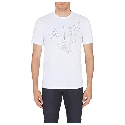 ARMANI EXCHANGE tessuto sostenibile, logo stampato eagle, regular fit, t-shirt uomo, bianco, m