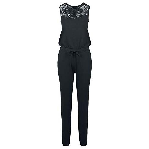 Urban Classics einteiler ladies lace block jumpsuit tuta intera, nero (black 00007), x-small donna