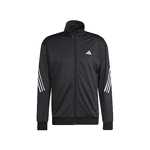 adidas 3-stripes knit tennis jacket giacca, black, s men's