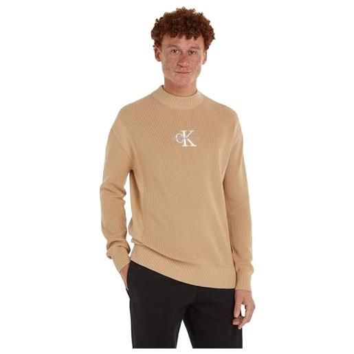Calvin Klein Jeans monologo sweater j30j324599 maglioni, beige (warm sand), 3xl uomo