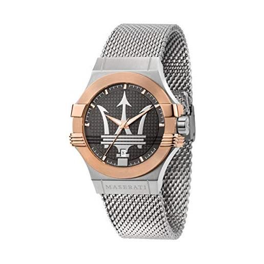 Maserati orologio da uomo, collezione potenza, in acciaio, pvd oro rosa, con cinturino in acciaio inossidabile - r8853108007