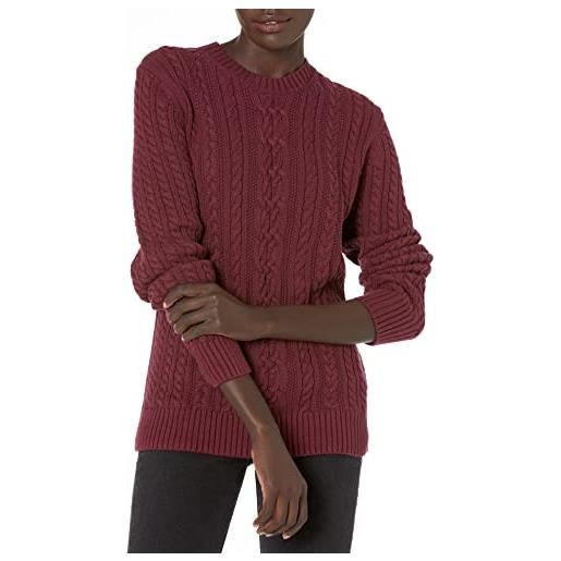 Amazon Essentials maglione da pescatore a girocollo a coste a manica lunga (disponibile in taglie forti) donna, nero, xxl
