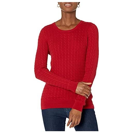 Amazon Essentials maglione a girocollo a coste leggero a manica lunga (disponibile in taglie forti) donna, bordeaux, s
